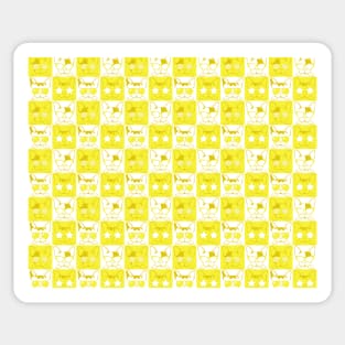 Frenchies with Glasses Pattern Yellow Sticker